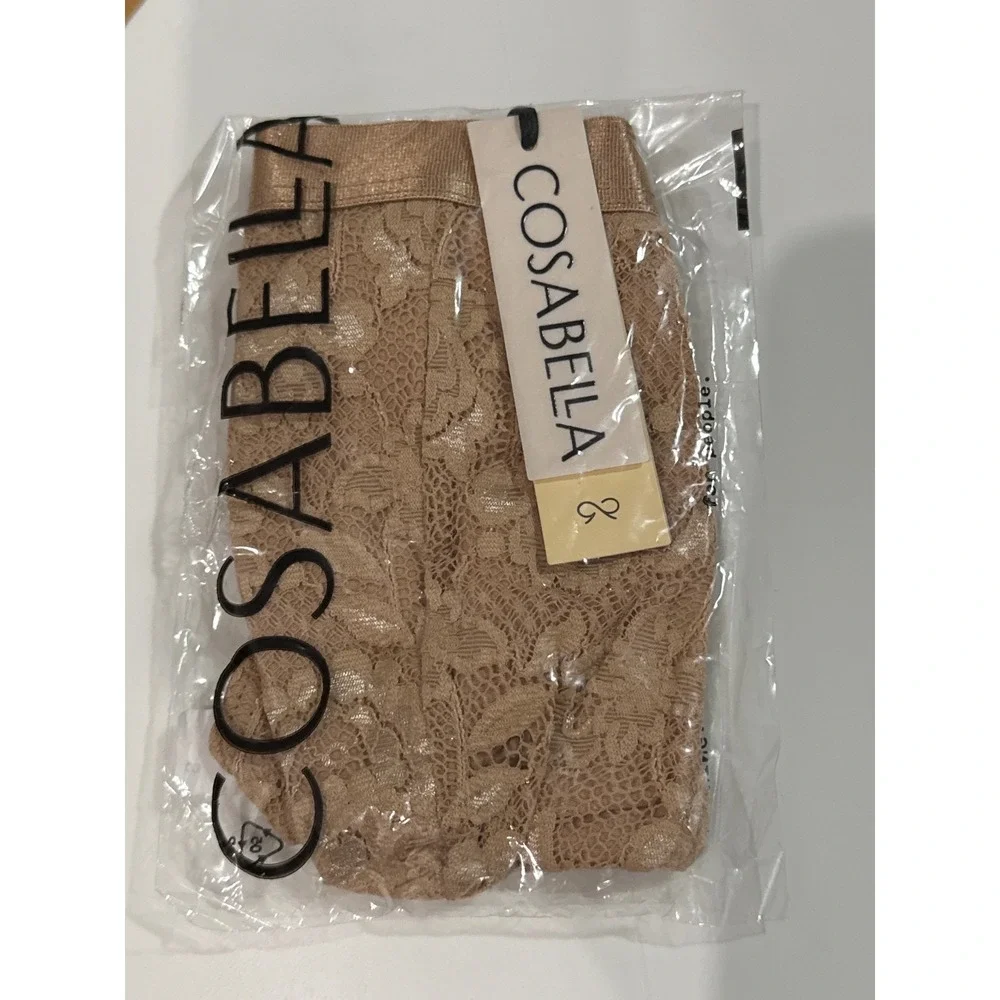 Cosabella Never Say Never Men's Italian Lace Thong Nude Beige Size XL NWT